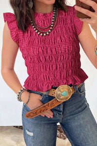 Trendy Women's Red Plaid Ruffle Trim Tank Top - Perfect for Casual Summer Outings and Everyday Style