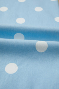 Sky Blue Polka Dot Print Raw Hem Shift Jeans