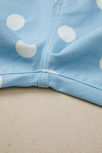 Sky Blue Polka Dot Print Raw Hem Shift Jeans
