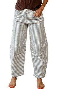 Sky Blue Stripe Casual Barrel Jeans