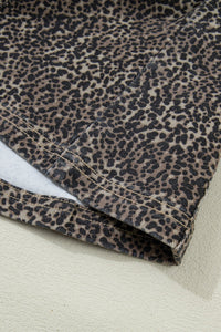 Brown Leopard Print Slim Denim Vest