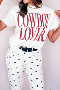 Trendy Women's White Cowboy Graphic Tee - Soft Cotton, Casual Fit, Stylish Western Design for Everyday Comfort