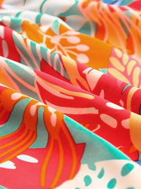 Tropical Paradise Smocked Ruffle Maxi Dress with Vibrant Multicolor Print