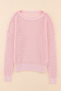 V-Neck Long Sleeve Hooded Sweater with Adjustable Drawstring