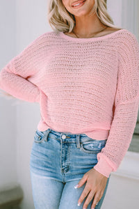 V-Neck Long Sleeve Hooded Sweater with Adjustable Drawstring