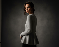 Women's V-Neck Ribbed Peplum Button-Down Cardigan Sweater made for easy styling, photo 7