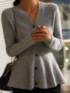 Casual V-Neck Peplum Sweater