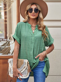 V-Neck Pullover Women'S Loose Cotton Top With Contrasting Elements