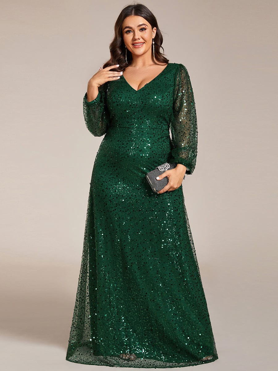 Burgundy Sequin V-Neck Gown for Women | MsDressly