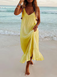 Women's V-Neck Sleeveless Beach Resort Boho Dress