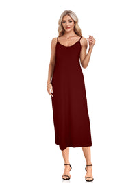 V-neck Solid Pocket Casual Sling Dress Sundress
