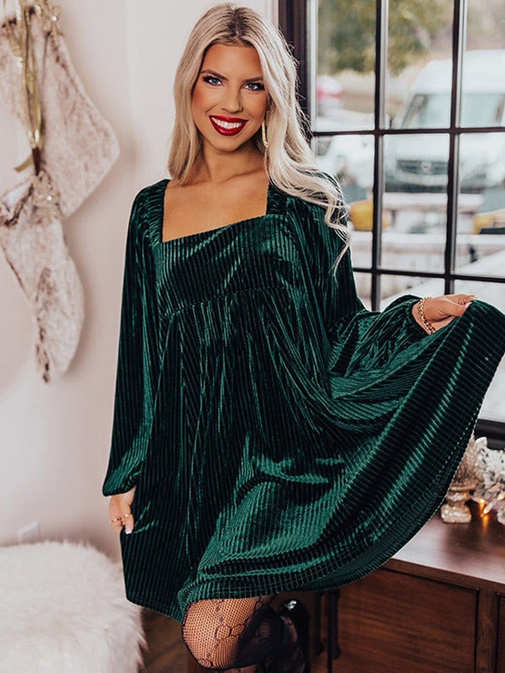 green velvet babydoll dress Shop Emerald Ribbed Square Neck 2024 VDAY DATE NIGHT BABARONI Papaya Orange Satin Size Tips Please kindly Color:Sugar Plum