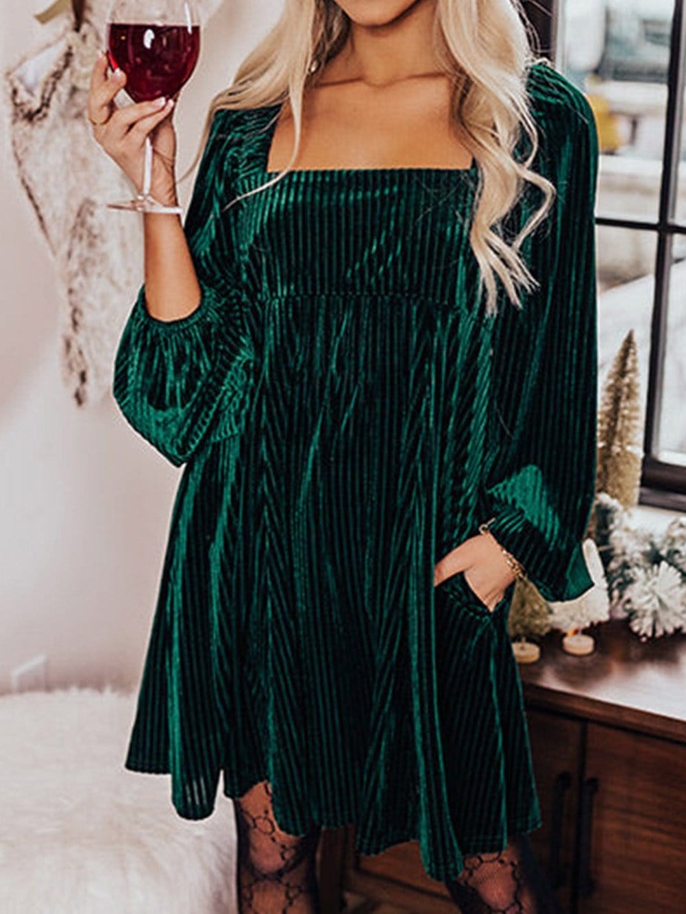 green velvet babydoll dress Shop Emerald Ribbed Square Neck It's never too early sleeveless gameday mini dress Bark Color:Eli Blue w Navy Border or iron on low