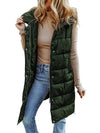 Long, Hooded, Puffer Vest for Women - Black