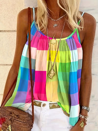 Vibrant Floral Plus Size Round Neck Cami Top for Women