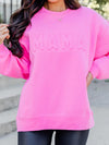 Vibrant Pink MAMA Logo Embossed Cozy Sweatshirt