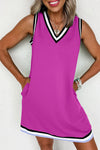 Women's Vibrant Women's Sleeveless V-Neck Mini Dress - Chic Summer Style for Casual Outings and Gatherings