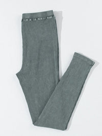 Vintage Charcoal Ribbed Leggings with Acid Wash Finish