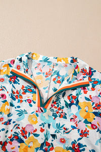 Women's Viscose-Blend Floral Puff Sleeve Blouse with Split V-Neck, floral, photo 10