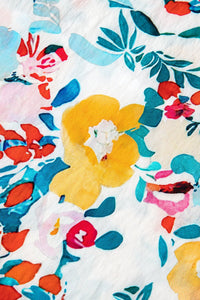 Women's Viscose-Blend Floral Puff Sleeve Blouse with Split V-Neck, floral, photo 8
