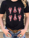 Western Black Sequin Crawfish Graphic Tee