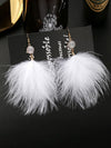 Elegant White Feather Drop Earrings