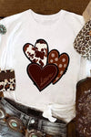 White Heart Print Western Graphic Tee for Valentine's Day