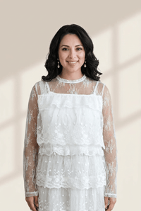 Women's White Floral Lace Tiered Blouse Set in Blouses & Shirts