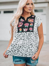 Wild Blossom V-Neck Shift Blouse
