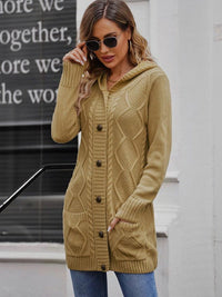 Solid Drawstring Single Breasted Knitted Hoodie