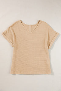Women's V Neck Dolman Sweater, Short Sleeve Tunic Pullover Top, Lightweight Knit Sweater Blouse
