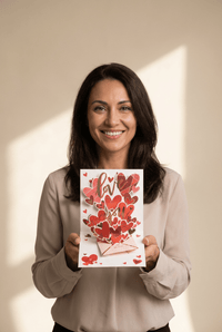 Women's 3D Pop-Up Heart Valentine's Card with Gold Foil Details