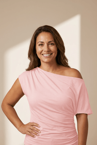 Women's Asymmetric Gossamer Pink Plus Size Ruched Blouse
