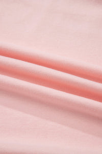 Gossamer Pink Plus Size Solid Color Asymmetric Neck Short Sleeve Blouse