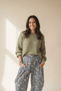 Women's Beau Blue Floral Barrel Jeans