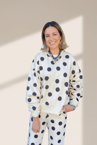 women's beige polka dot women's comfy chic drop shoulder pullover and drawstring jogger set for stylish loungewear with practical styling and