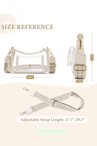Beige PU Leather Clear PVC Patchwork Single Shoulder Stadium Bag