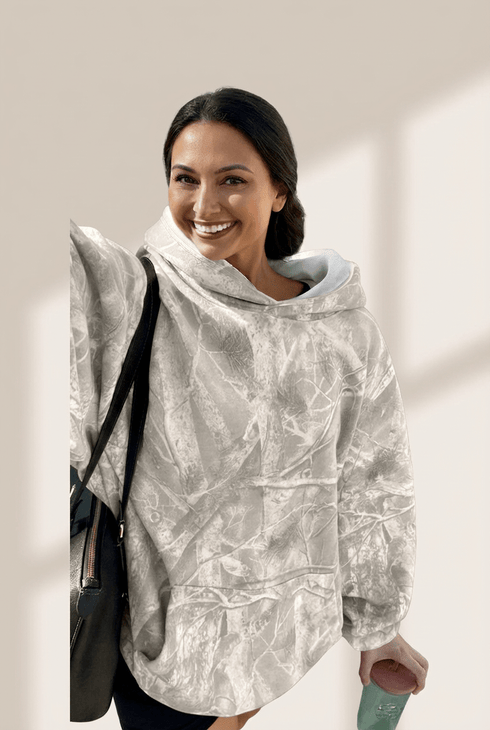 Women's Beige Woodland Camouflage Oversized Hoodie