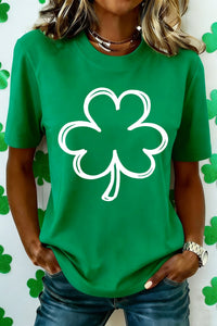 Women's Kelly Green Shamrock Graphic Tee with Premium Stretch