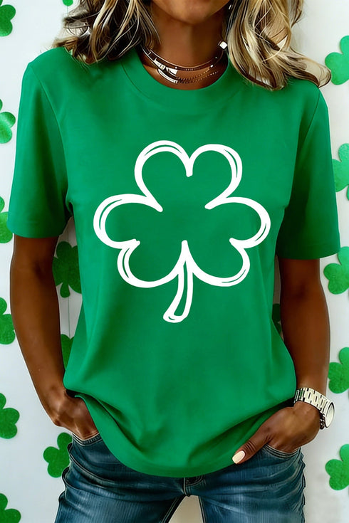 Women's Kelly Green Shamrock Graphic Tee with Premium Stretch