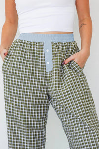 Brown Preppy Gingham Boxer Pants