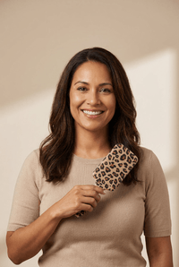 Women's Camel Leopard Print Air Cushion Paddle Brush