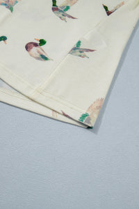 Beige Mallard Print Western Style Tank Top