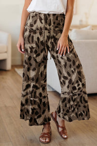Women's Casual Brown Camo Wide Leg Trousers - Comfy Everyday Pants for Effortless Style and Comfort