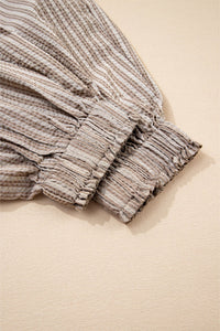 Brown Stripe Drawstring Cargo Jogger Pants with Pockets
