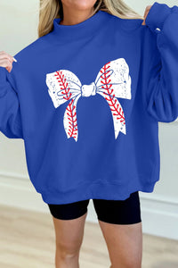 
Women's Casual Dark Blue Mock Neck Sweatshirt with Bow Detail - Trendy and Comfortable Everyday Style