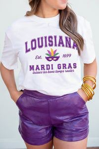 Women's Retro Mardi Gras Graphic Tee with Louisiana Print