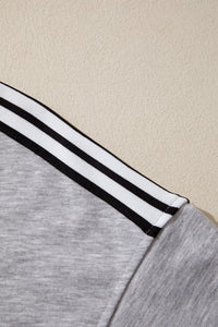 Light Grey Patchwork Detail Raw Edge Oversize Tee
