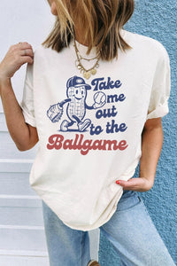 Women's Casual White Graphic Tee - "Take Me Out to the Ballgame" for Summer Fun and Everyday Comfort