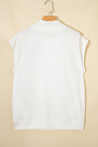 White Patriotic Slogan America Flag Print Mock Neck Tee